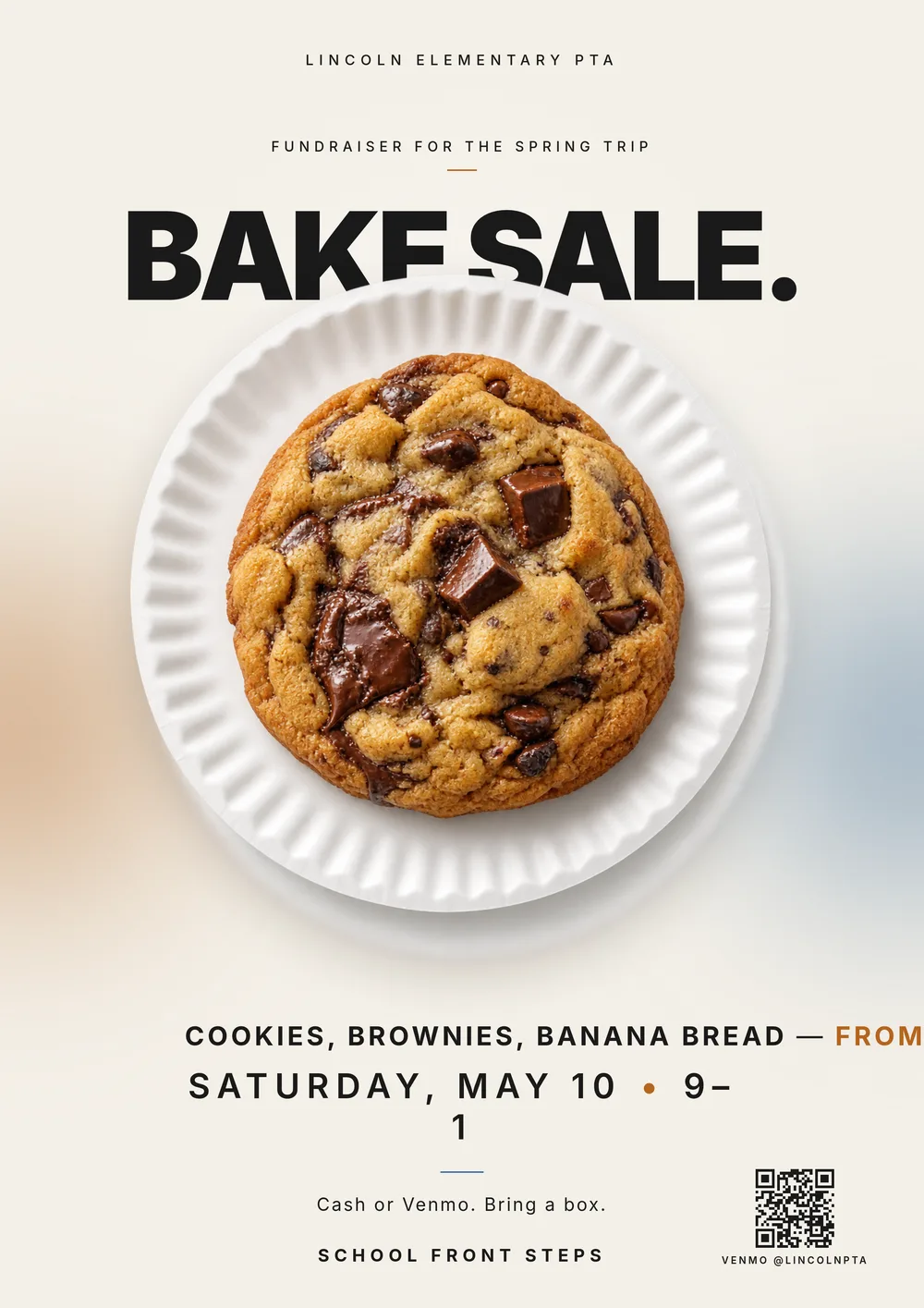 A bake sale poster, done in a lunch break. — The Editorial