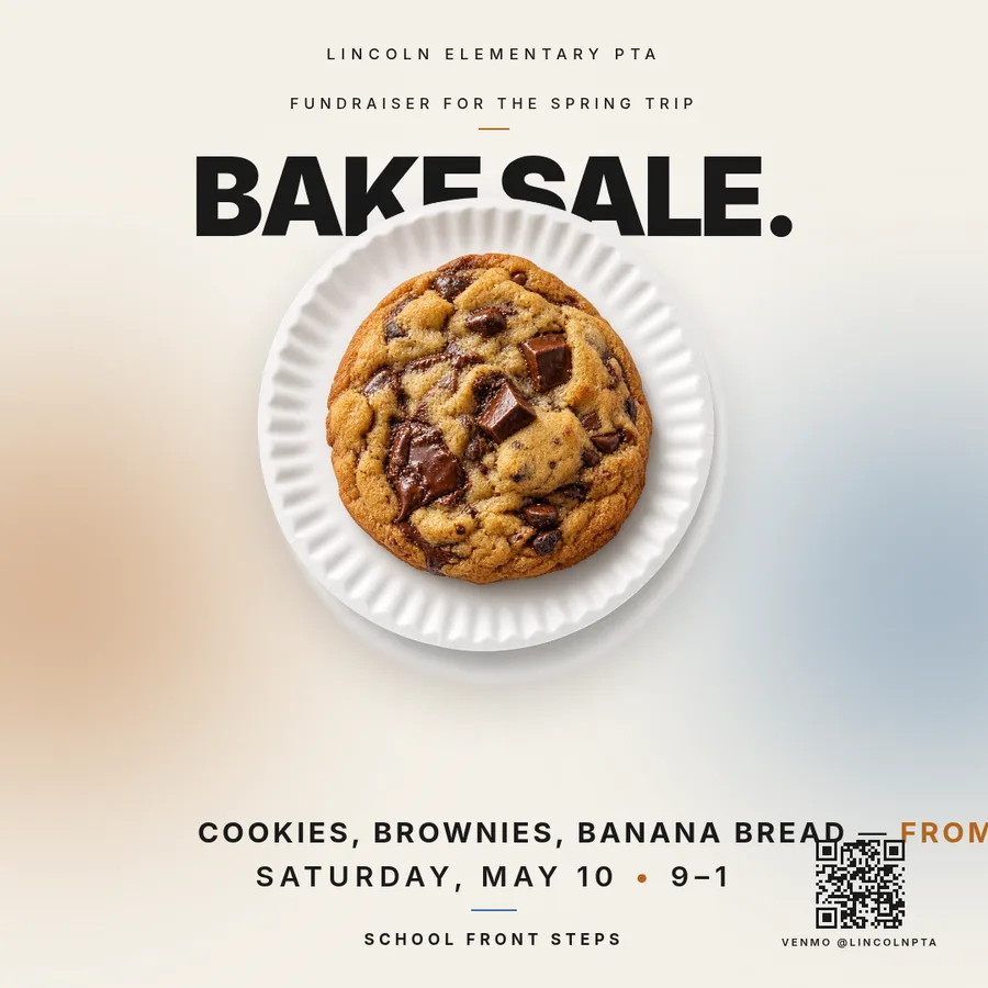 A bake sale poster, done in a lunch break.
