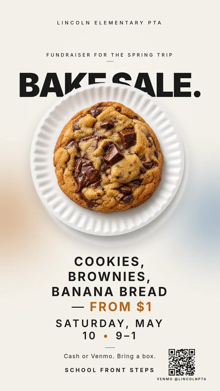 A bake sale poster, done in a lunch break. — Story