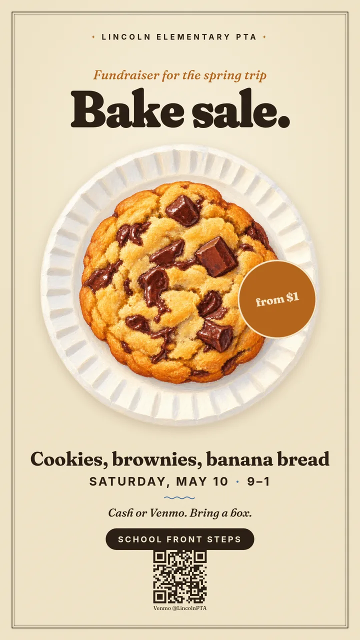 A bake sale poster, done in a lunch break. — Story