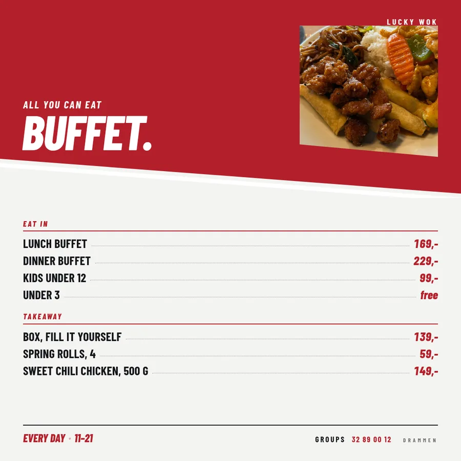 A buffet sign with a plate you actually serve.