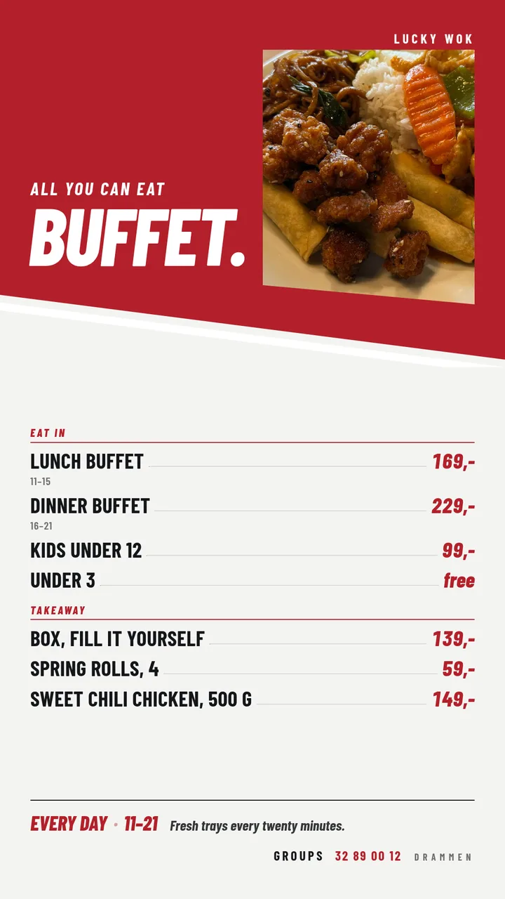Buffetplakat med en tallerken dere faktisk serverer. — Story