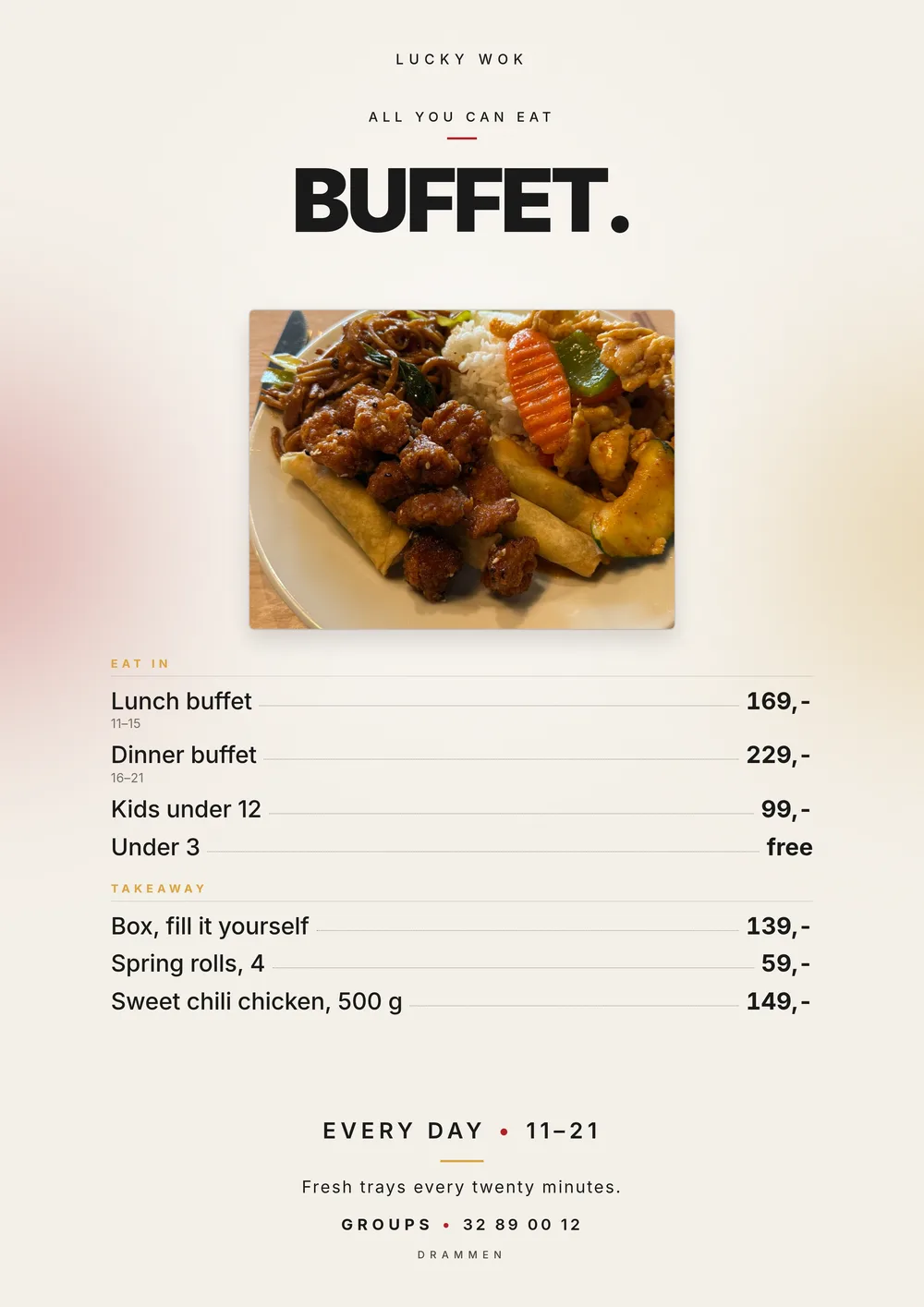 Buffetplakat med en tallerken dere faktisk serverer. — The Editorial