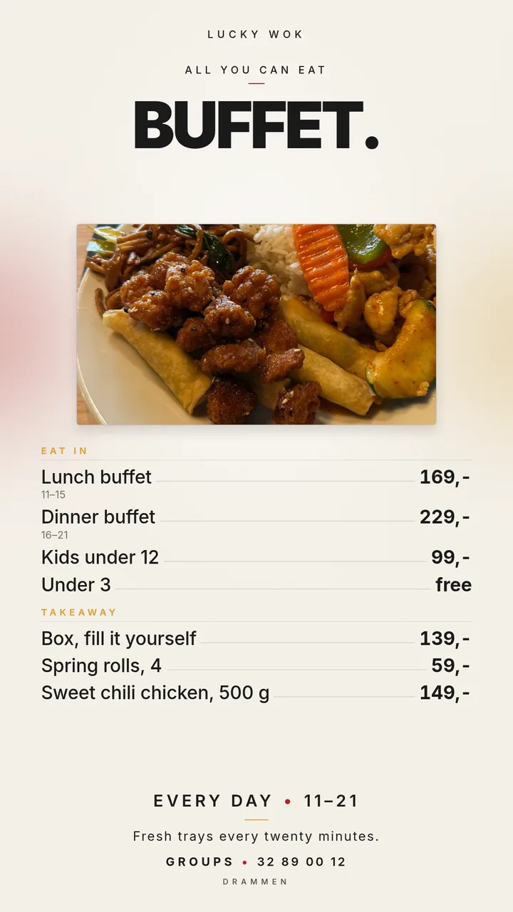 Buffetplakat med en tallerken dere faktisk serverer. — Story