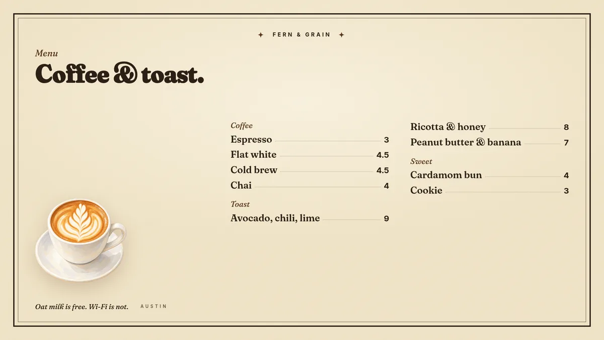 A menu template that is already a menu. — Screen 16:9