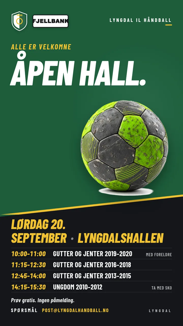 Åpen hall-plakat i klubbens egne farger. — Story