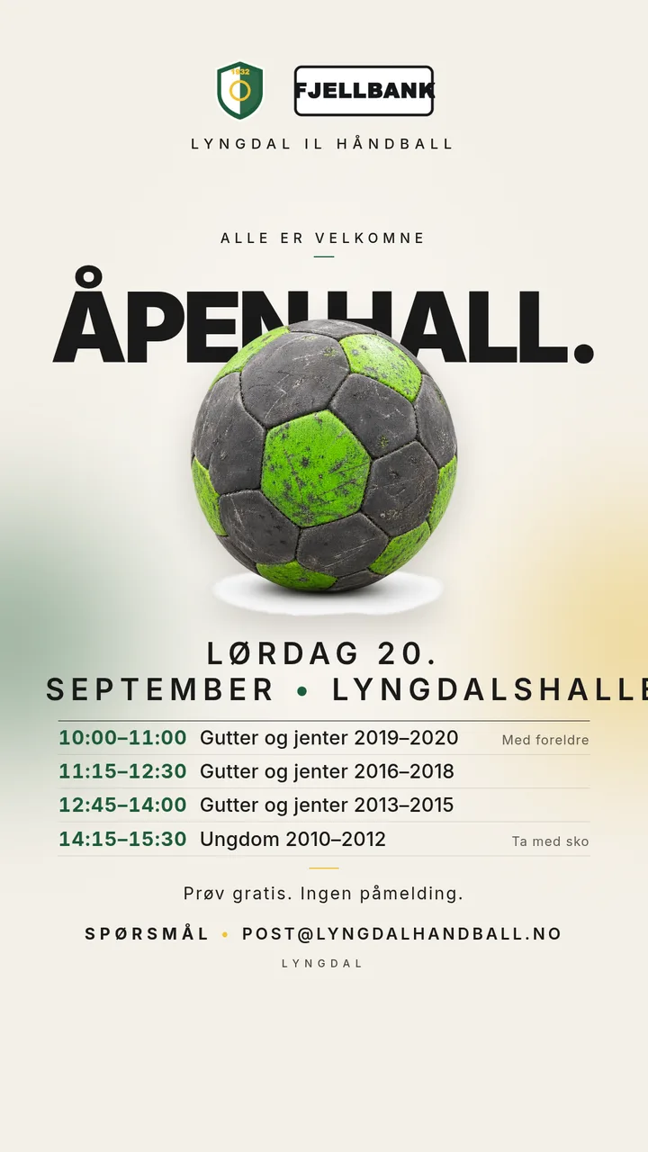 Åpen hall-plakat i klubbens egne farger. — Story