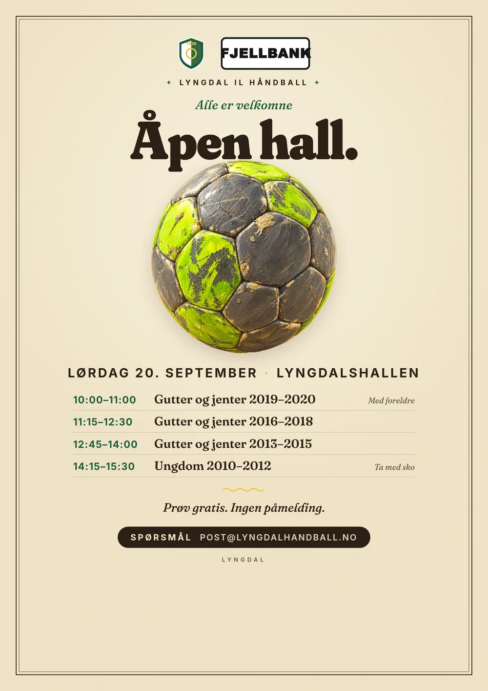 Åpen hall-plakat i klubbens egne farger. — The Folksy