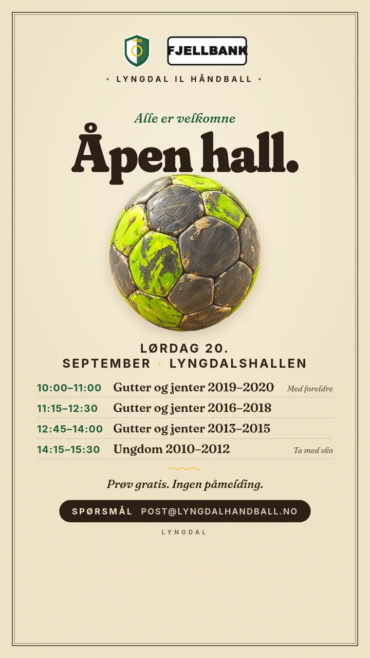 Åpen hall-plakat i klubbens egne farger. — Story