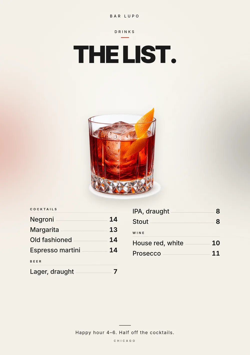A drink menu template with the prices already in. — The Editorial
