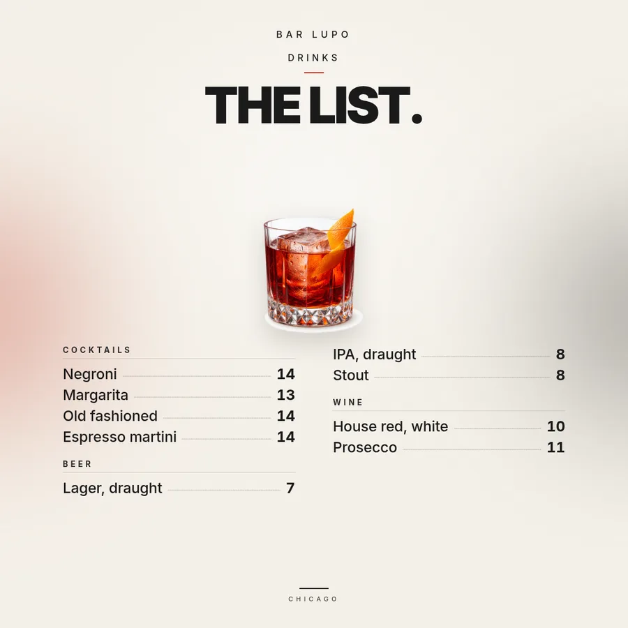 A drink menu template with the prices already in.
