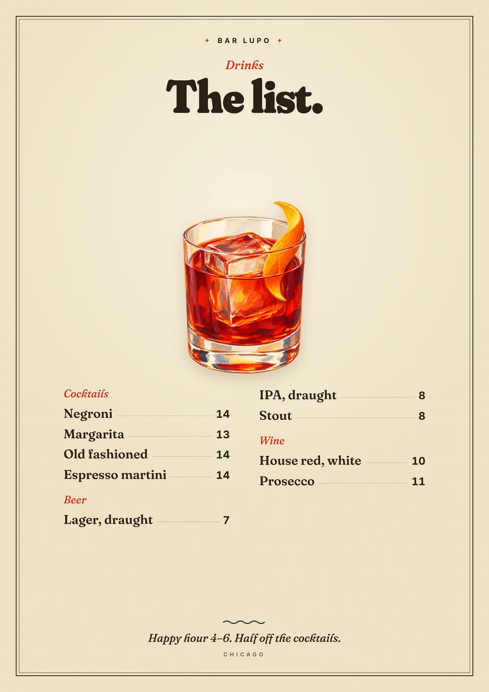 A drink menu template with the prices already in. — The Folksy