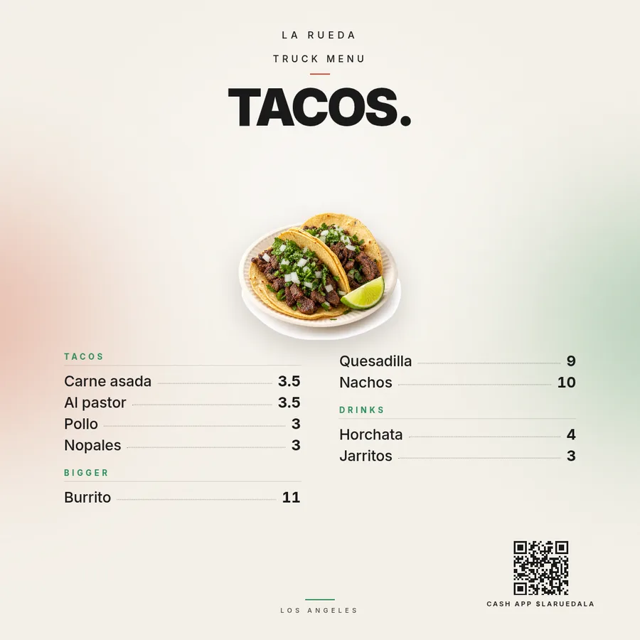 A food truck menu template you read from the line.