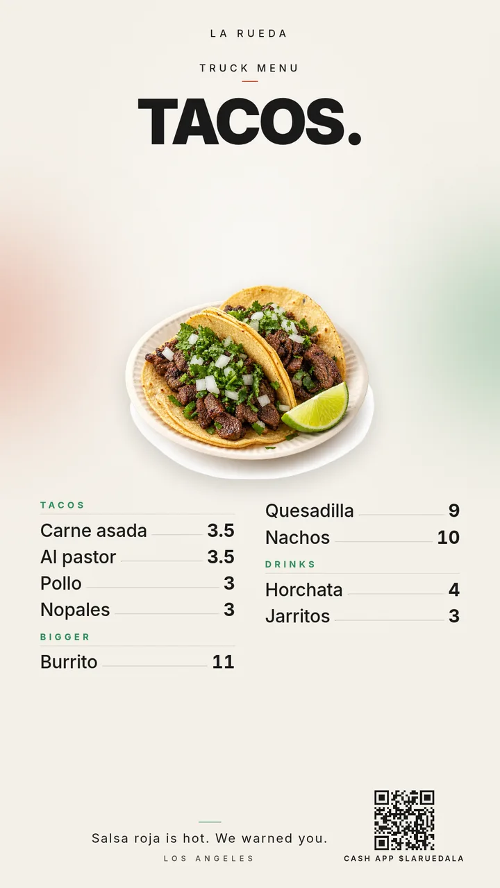 A food truck menu template you read from the line. — Story