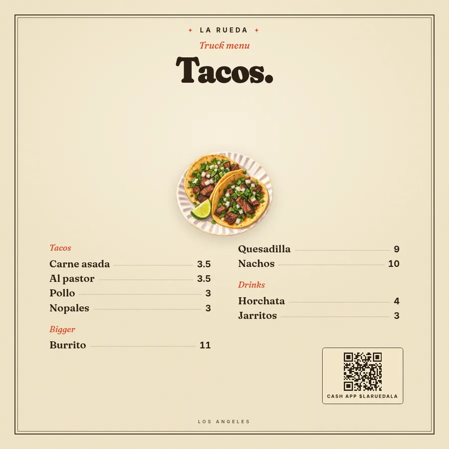 A food truck menu template you read from the line. — Square