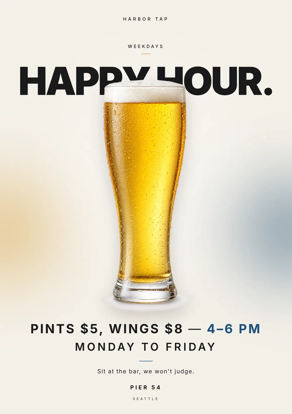 A happy hour flyer that fits in the window. — The Editorial