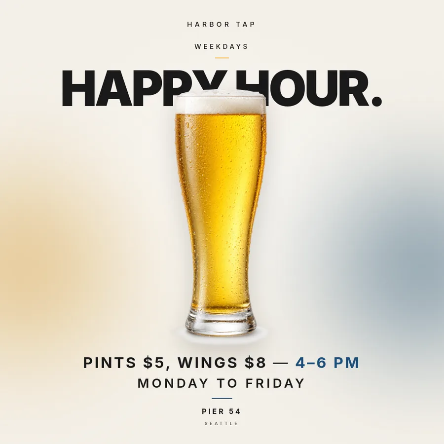 A happy hour flyer that fits in the window.