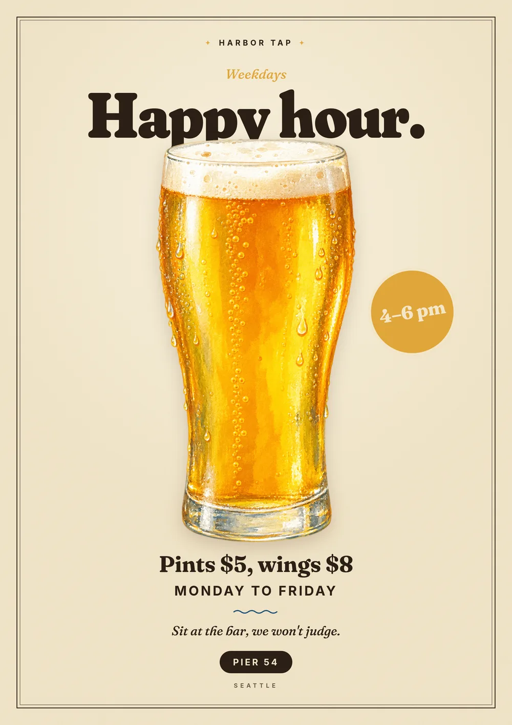 A happy hour flyer that fits in the window. — The Folksy