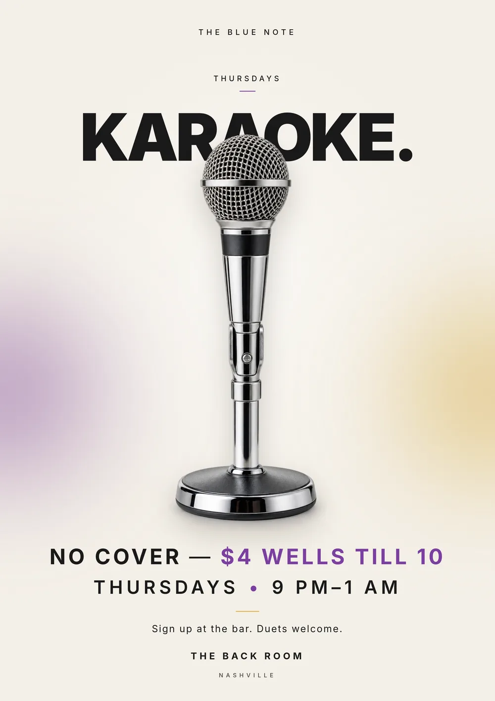 A karaoke flyer that is not purple neon. — The Editorial