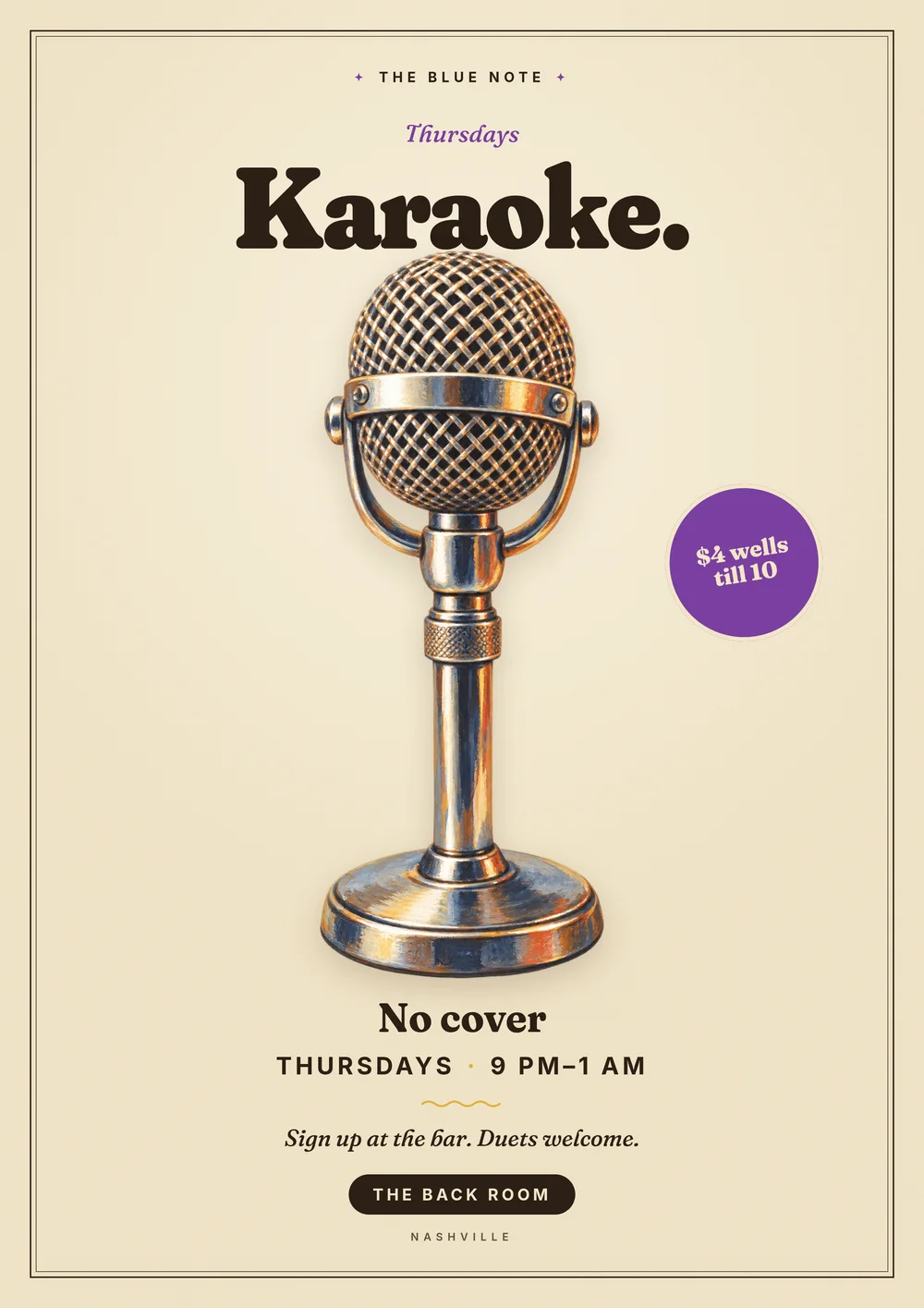 A karaoke flyer that is not purple neon. — The Folksy
