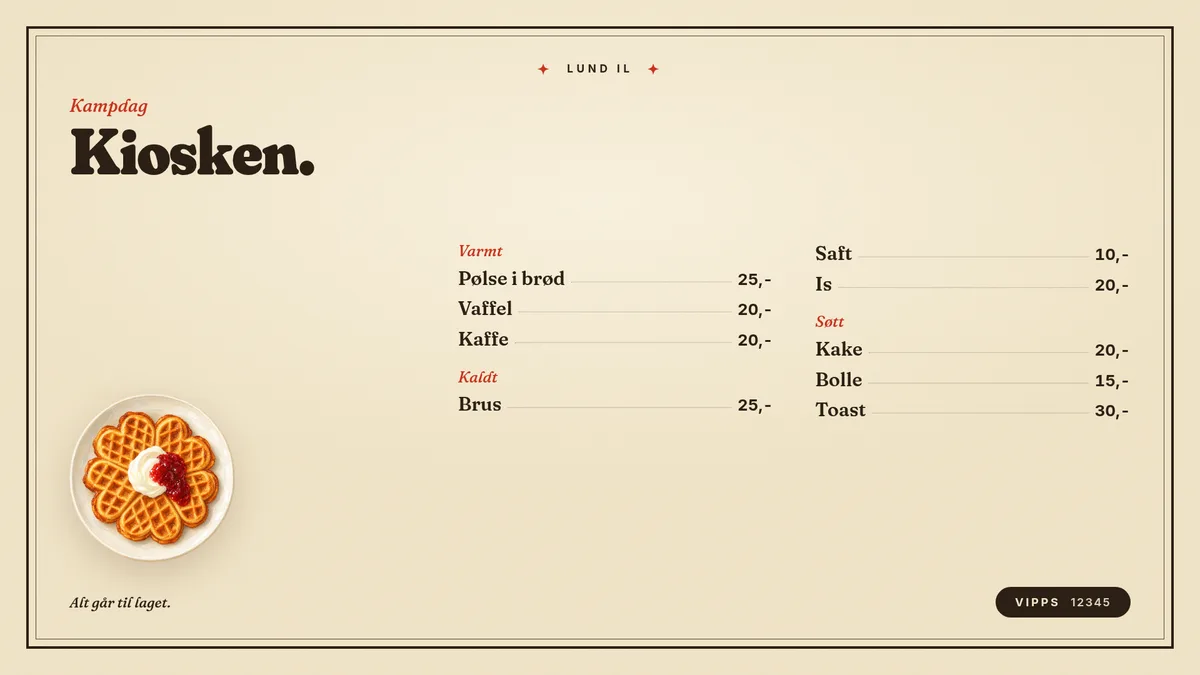 A price list template people can read from the queue. — Screen 16:9