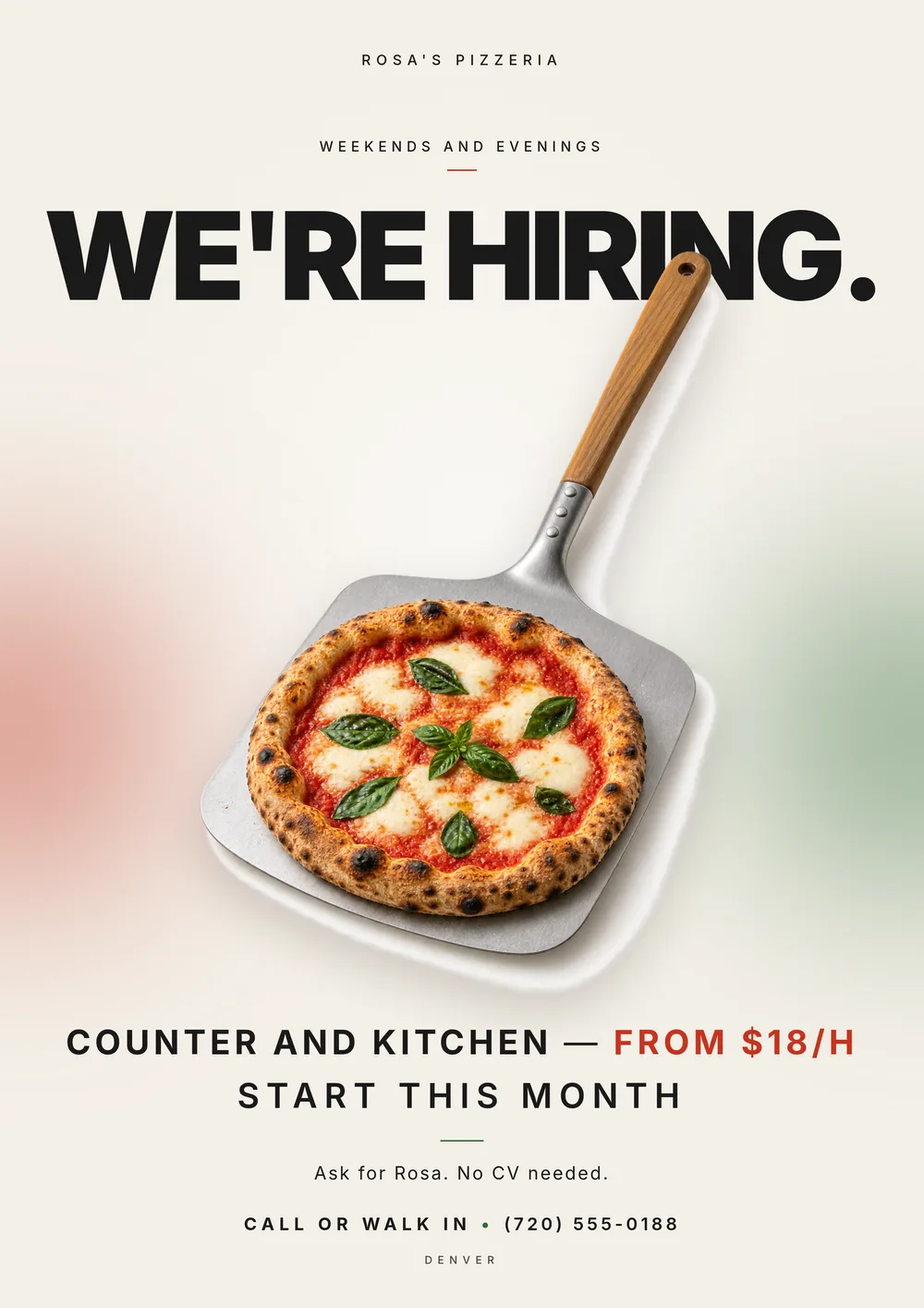 A now hiring flyer that says the wage. — The Editorial